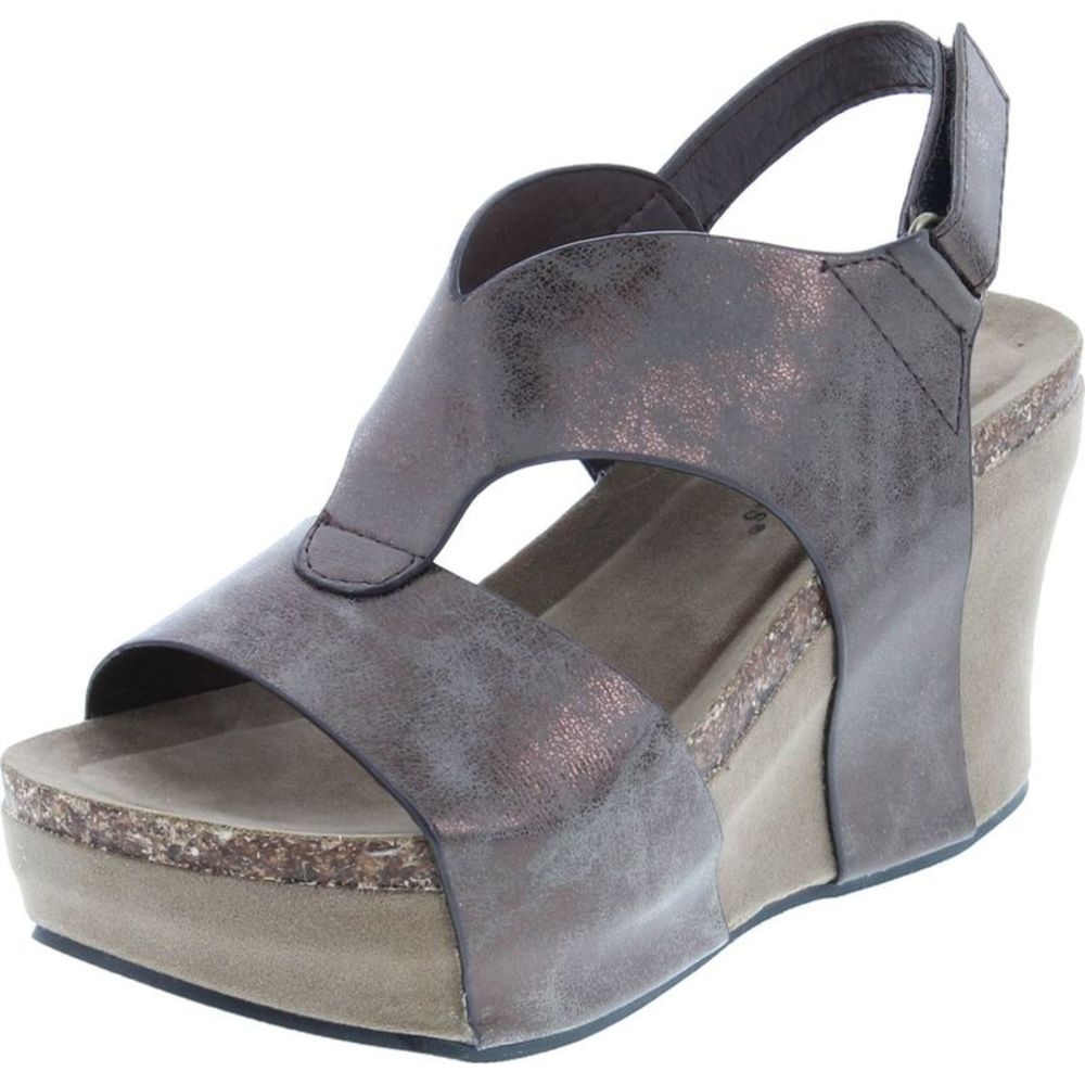 Pierre Dumas Shimmery Taupe Open-Toe Wedge Sandals